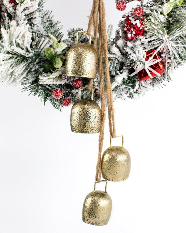 Christmas Bells Decor, Resonant Gold Bells, Christmas Hanging Bell for Bells Christmas Decor, Rustic Iron Decorative Bells, SEMPOMA