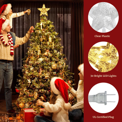 Christmas Star Tree Topper, 9.47In Plug in Lighted Christmas Tree Decoration Topper for Indoor Office Xmas Year Holiday Tree Decoration
