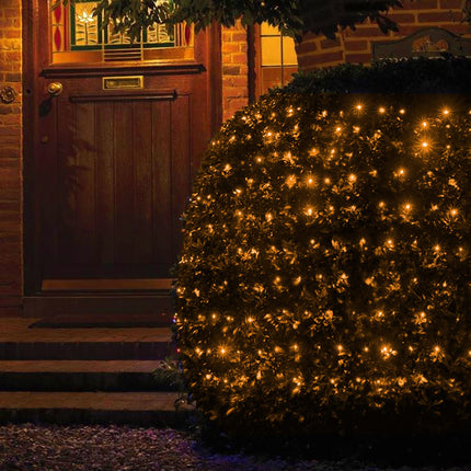 Outdoor Christmas Lights, 360 LED 12FT x 5FT Waterproof Christmas Net Lights Outdoor Plug in with 8 Modes, Warm White Christmas Mesh Lights Decorations for Xmas Indoor Tree Bush Yard Home Decor