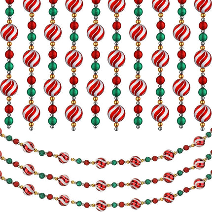 Crowye 40 ft Christmas Tree Garland Plastic Candy Bead Peppermint Ball Christmas Garland Candy Cane Christmas Decorations Christmas Beaded Garland for Xmas Party Fireplace Home Decor (Xmas Ball)