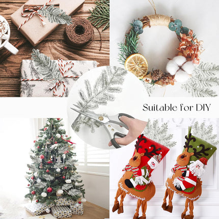 SNAIL GARDEN 33"/82CM Large Snowy Artificial Pine Branches, Pine Needle Branch with Realistic Snow Velvet Cotton,Fake Pine Tree Branches with Long Stem, Christmas Tree Filler for DIY Home Decor
