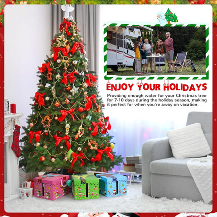 Automatic Christmas Tree Watering System - Christmas Decorations Automatic Christmas Tree Waterer Looks Like a Present Box - Santa’s Tree Helper Keeps Your Live Tree Healthy and Green (3BOX - P-B-G)