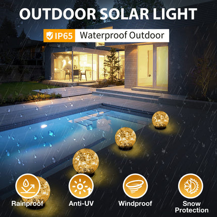 Outdoor Decor Solar Lights Garden Lights Solar Globe Lights Solar Balls for Garden Pathway Lights Solar Garden Decor 3 Pack for Decorations Lawn (Medium 3 Pack, Warm White-3)