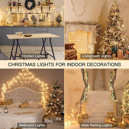 suddus Led String Lights, 33FT 100 Led Fairy Lights Plug in, Christmas Lights for Bedroom, Home, Yard, Door, Room, Classroom Decorations Warm White