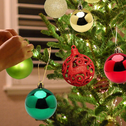 101 PCS Christmas Balls Ornaments Set for Christmas Xmas Trees, Shatterproof Plastic Baubles Christmas Balls and Tree Topper for Christmas Holiday Decorations