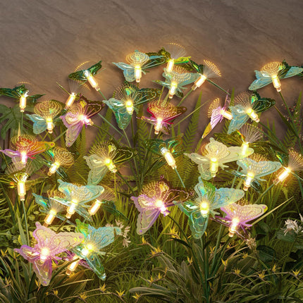 Flumy Solar Lights Outdoor Waterproof 8-Head Butterfly Decorations,Solar Garden Lights,Christmas Christmas ，Birthday Decorations,Butterfly Solar Lights for Garden and Yard 4Pack