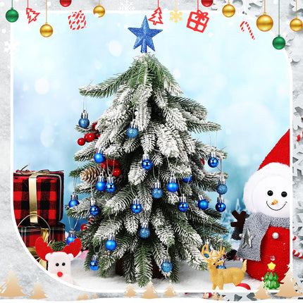 25 Pcs Mini Christmas Balls Ornaments Set Christmas Tree Decoration 0.79 Inch Christmas Ball Christmas Tree Topper Star Xmas Tree Hanging Ornaments for Party Decoration(Blue)
