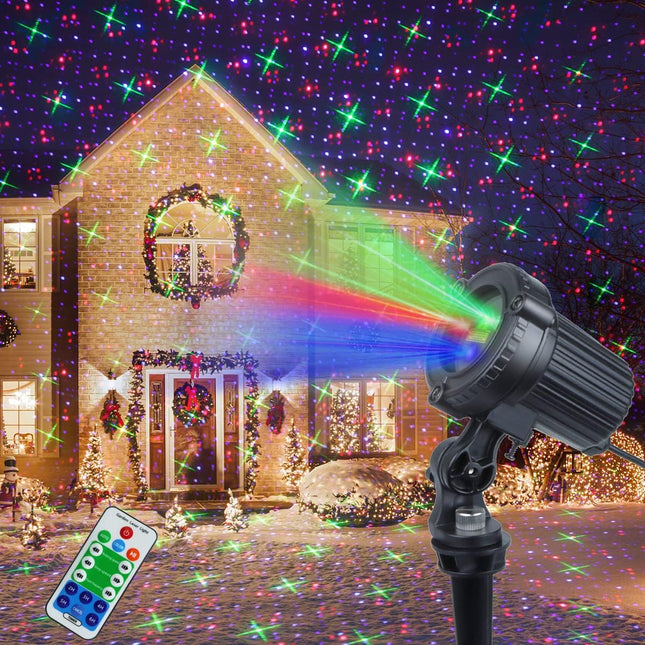 Outdoor Christmas Laser Light，Red and Green Cross Star and Blue Christmas Laser Lights for Christmas and Holidays and Festive Decorations and Garden Decoration