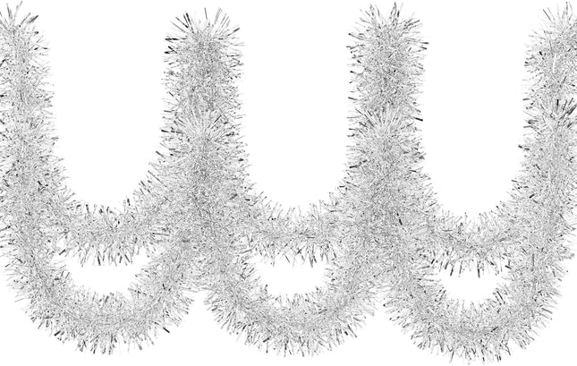 50 Feet Christmas Garland, Non-lit Soft for Indoor Decor or Outdoor Use, Premium Quality, for Party Decorations, Stairs, Railing, Closets, Windows, Birthday Party (Silver)