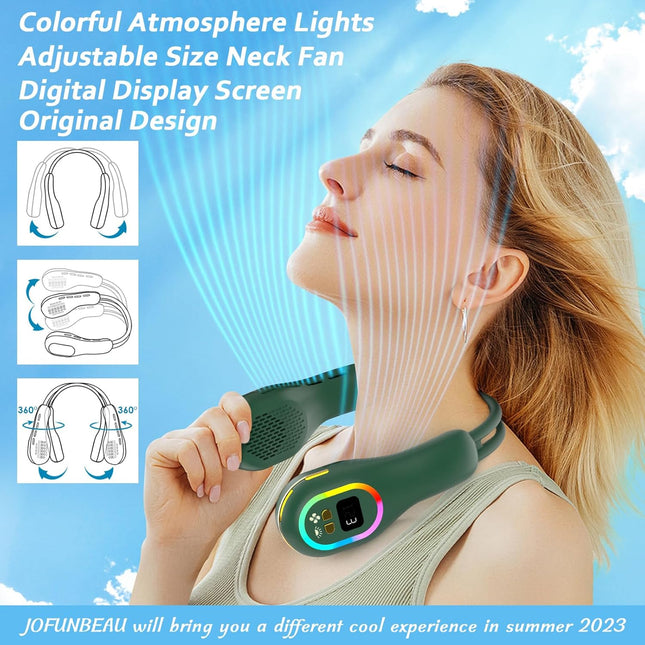 Neck Fan Portable, Rechargeable Wearable Fan, Personal Fans For Your Neck, Adjustable Air Direction Width, Flexible Cooling Fan