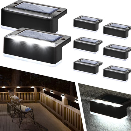 Solpex Solar Step Lights 8 Pack, Solar Outdoor Lights For Aluminum Black Fence, Ip65 Waterproof Solar Powered Outdoor Led Lights