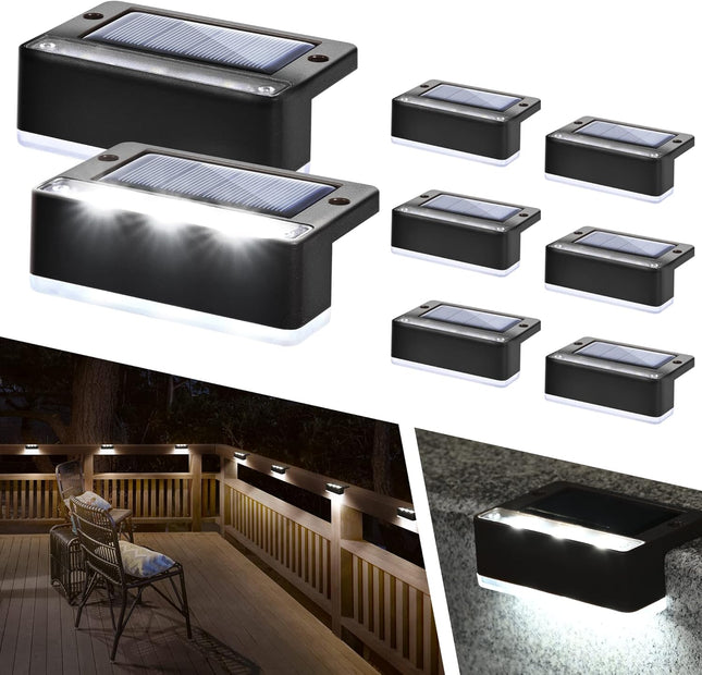 Solpex Solar Step Lights 8 Pack, Solar Outdoor Lights For Aluminum Black Fence, Ip65 Waterproof Solar Powered Outdoor Led Lights