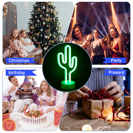 Cactus Neon Sign - Room Decor Neon Lights LED Sign. Home Decor Neon Table Lamp, USB Battery Dual use. Suitable for Girls Room/Bedroom/Living Room/Party, Birthday