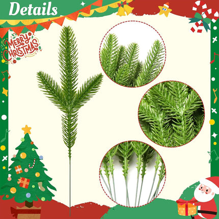 Artificial Pine Stems 100 PCS, Faux Greenery Pine Branches Pine Leaves for DIY Christmas Garland Wreath Christmas Tree and Christmas Home Decor