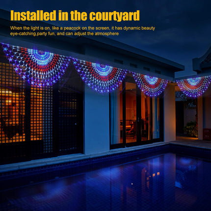 DDMY American Flag Lights 4th of July Lights with 243 Super Bright LEDs Waterproof Patriotic Lights Flag Net Light of The United States for Memorial Day/4th of July Independence Day/Yard/Garden Decor
