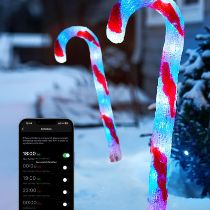 Brightown Smart Candy Cane Lights Outdoor Pathway, 6 Packs RGB LED Outdoor Candy Cane Decorations with 55 Preset Modes, App or Remote Control, Music Sync, Memory and Timer Function