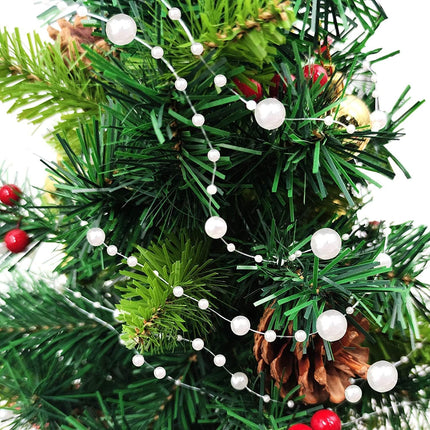 66 Ft Christmas Beads Garland Decoration Pearl Strands Chain for Christmas Tree Decoration Indoor Outdoor Home Mantle Fireplace Holiday Decor,Silver