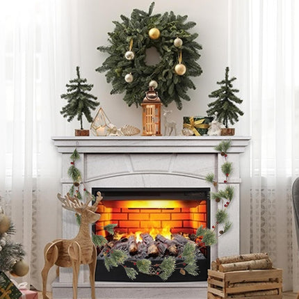 Christmas Garlands with Lights 6.5 Feet Christmas Garland for Mantle Realistic Pine Garland with Pine Cone and Red Berries for Year Indoor Outdoor Ornaments