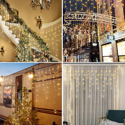Christmas Lights, Christmas Decorations Outdoor Indoor 416 LEDs 34FT with 8 Modes Icicle String Lights, Waterproof Christmas Lights for House, Garden, Holiday, Wedding Party, Yard Decor