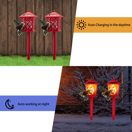 4Pack Solar Christmas Pathway Lights Outdoor Garden Decorations Landscape LED Lights for Holiday Outside Yard Lawn Decor