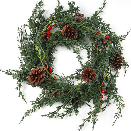RECUTMS Christmas Garland Greenery Outdoor Pine Garland,Christmas WreathDecorations for The Home Mantle Garland Xmas Holiday Decoration Indoor (Pine Cones)