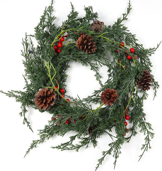 RECUTMS Christmas Garland Greenery Outdoor Pine Garland,Christmas WreathDecorations for The Home Mantle Garland Xmas Holiday Decoration Indoor (Pine Cones)