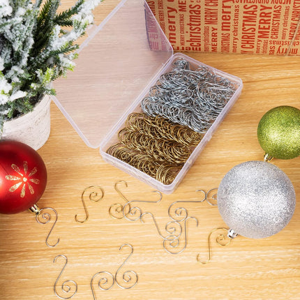 ilauke Christmas Ornament Hanger Hooks 240pcs Silver & Gold Swirl Decorative Ornament Hooks Hang Holiday Decorations Hanger from Trees, Garlands and Wreaths