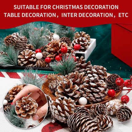 108 Pcs Christmas Ornaments Pine Cones Berry Pine Branch Set Xmas Decorations for Home, Pinecones for Crafts Vase Filler Wreath Christmas Table Decor
