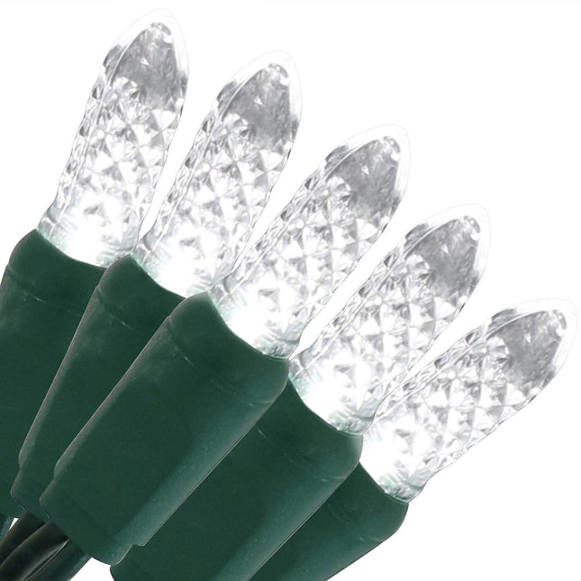 Sunnydaze 70-LED Christmas String Lights - M6 Faceted Style Bulbs - 21-Foot Lighted Length - Indoor/Outdoor - White