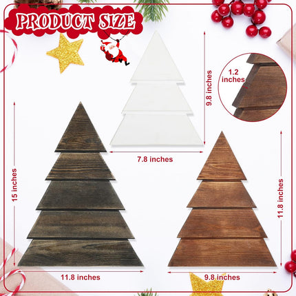 3 Pcs Wooden Christmas Trees Tabletop Decor 15, 12, 10 Inch Rustic Xmas Tree Table Signs Farmhouse Wooden Christmas Centerpiece for Table Tiered Tray Mantel Shelf Home Office Decor