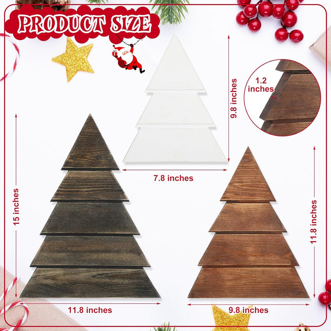 3 Pcs Wooden Christmas Trees Tabletop Decor 15, 12, 10 Inch Rustic Xmas Tree Table Signs Farmhouse Wooden Christmas Centerpiece for Table Tiered Tray Mantel Shelf Home Office Decor