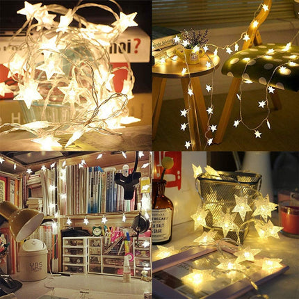 Merdeco Star String Lights, 16ft/5m 50 LED Plug in String Lights Warm White Fairy Lights for Christmas/Wedding/Party Indoor and Outdoor Decoration