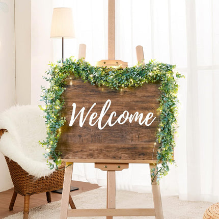 BLEUM CADE 2 Pack Faux Eucalyptus Garland with Lights, 5.9 FT Artificial Greenery Garland Fake Garland Hanging Eucalyptus Vines for Home Decor Party Home Table Decoration(Grey Green)