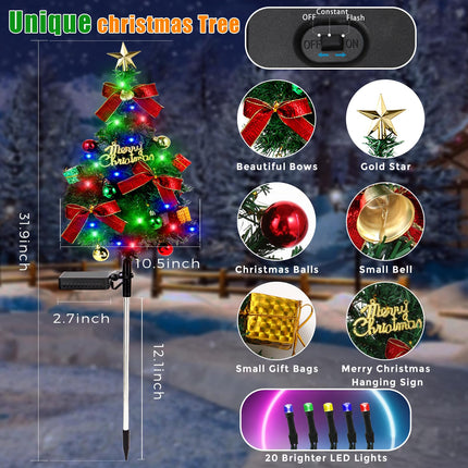 Solar Christams Tree Lights 2PCS Solar Xmas Tree Lights Garden Pathway Decor Outdoor Waterproof 40LED-Lights with Constant & Flashing Modes for Christmas Decoration of Yard Lawn