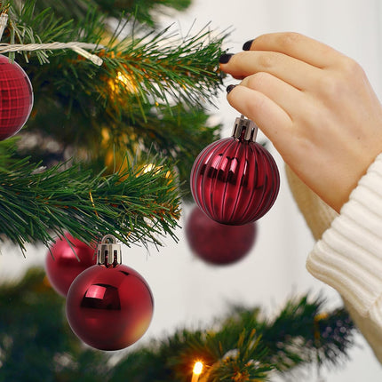 Christmas Ornaments, 36 Packs 1.57 Inch, Red Christmas Ball Decorations Ornaments for Xmas Tree, Wreath Decor Ornaments, Shatterproof Plastic Bulbs