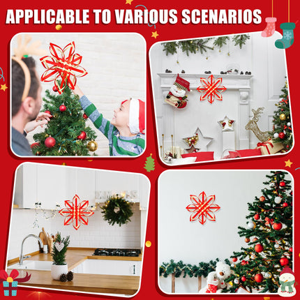 RattanView Christmas SnowflakeTree Topper Decoration 11.81'' Swedish Tree Topper Scandinavian Star Bamboo Advent Tree Topper Handwoven Nordi Tree Star Ornament for Christmas Tree Hanging Decor