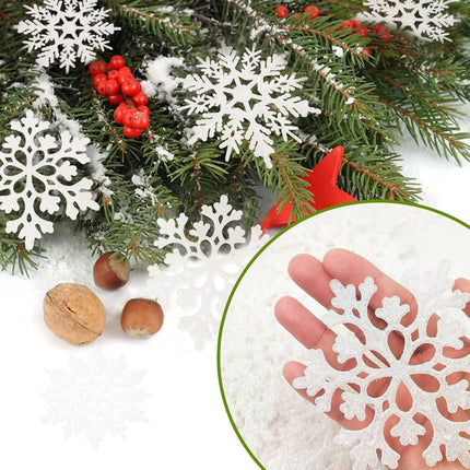 36pcs Snowflakes-Christmas Tree Decorations, Snowflake Ornaments for Tree, Plastic Glitter White Snow Flakes Ornaments, Christmas Indoor Winter Wonderland Decor