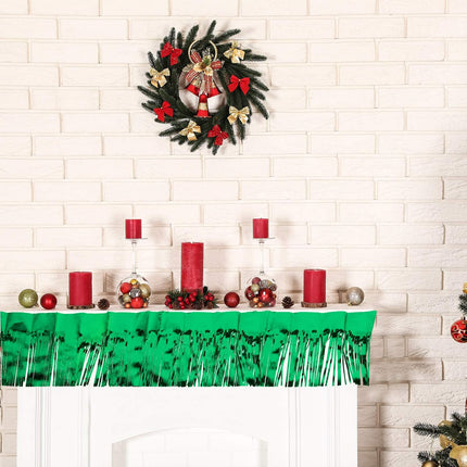 4 Packs 10 Feet Fringe Garland Christmas Foil Fringe Garland Metallic Tinsel Foil Garland Wall Hanging Fringe Banner for Wedding Birthday Parties Holiday Decorations and More (Red and Green)