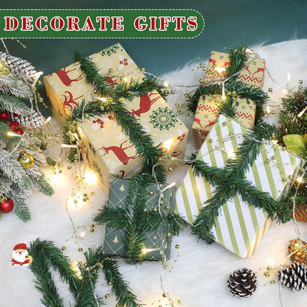 Zhengmy 30 Pcs 20'' Total 50 Ft Christmas Garland Ties Flexible Greenery Stems Artificial Pine Needles Twist Wired Tree Branches for Christmas Stairs Railing DIY Craft Wrapping(Pine)