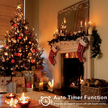 20Ft 30 LED Candle String Lights Battery Operated Clip on Flameless Candle Lights for Christmas Tree Lights with Auto Timer 8 Modes for Year Wedding Garden Decoration (Warm White)