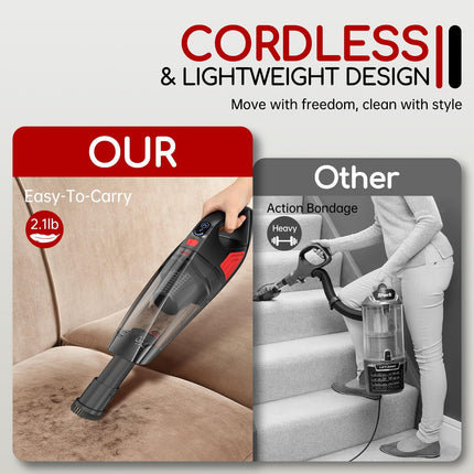 Handheld Vacuum Cordless Rechargeable Car Vacuum 9000Pa, Lightweight Portable Hand Vacuum, Hand Held Vacuum With 500Ml Dustbin, Dust Busters Cordless Rechargeable Mini Vacuum For Carhome