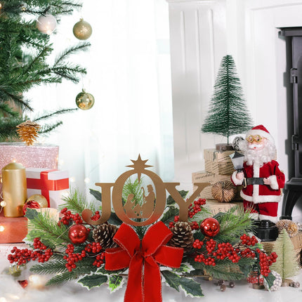 LED Lighted Joy Christmas Centerpiece Table Decorations,Nativity Scene Tabletop Decor for Home Party Year Winter Holiday Fireplace