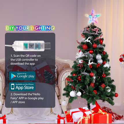 Christmas Tree Topper Star 7.5" Lighted Star Tree Top w/Remote Control,Color Changing Solid/Flash Treetop w/Remote,USB Powered Xmas Tree Topper,RGB Tree Top for Christmas Tree,DIY Color Changing