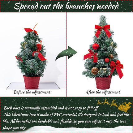 Tabletop Mini Christmas Tree, 15.74" Artificial Christmas Tree Miniature Pine Christmas Tree Perfect for Christmas Decorations, Home, Kitchen, Dining Table（Red）