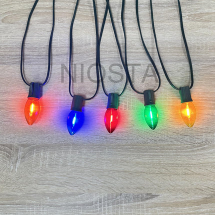 NIOSTA C9 LED Quick Clip Christmas Lights,50ft Outdoor Waterproof Christmas Lights for House Gutter,Roof Shingle,Tile,and Wood Fence,Multicolored