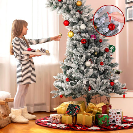 Whimsical Christmas Tree 5 FT Artificial Bendable Christmas Trees White Snow Flocked Holiday Xmas Tree Curved Shape Plastic Trees with Metal Foldable Stand Christmas Decoration Indoor Room