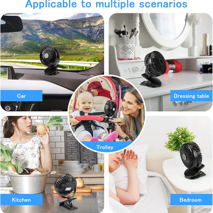 Clip Fan 5000Mah Rechargeable Battery Mini Fan With Clip On Fan Sturdy Clamp 3 Speeds Portable Tent Camping Fan Handheld Small