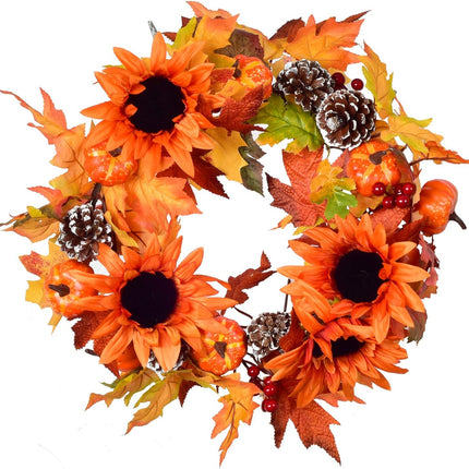 DearHouse Fall Maple Leaf Garland - 6ft/Piece Artificial Berries Sunflower Pine Cones Pumpkin Autumn Garland Decoration for Wedding Party Thanksgiving Dinner Fireplace Door Backdrop Decor
