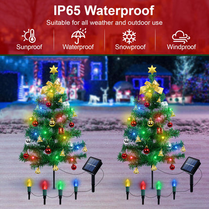 Ninonly Christmas Decorations Outdoor 2 Pack Solar Christmas Tree Strawberry Lights Waterproof Pathway Lights for Yard Xmas Holiday Outside Christmas Decorations