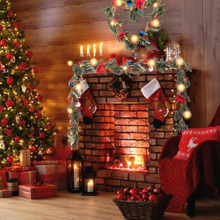 Christmas Garland with Lights, Rodelna Forest Pine Garland with Holly Flocked Pinecones Poinsettias, Pre-lit 6 Feet LED Snowflake Battery Operated for Fireplaces, Chandeliers, Wall, Stairs Railing